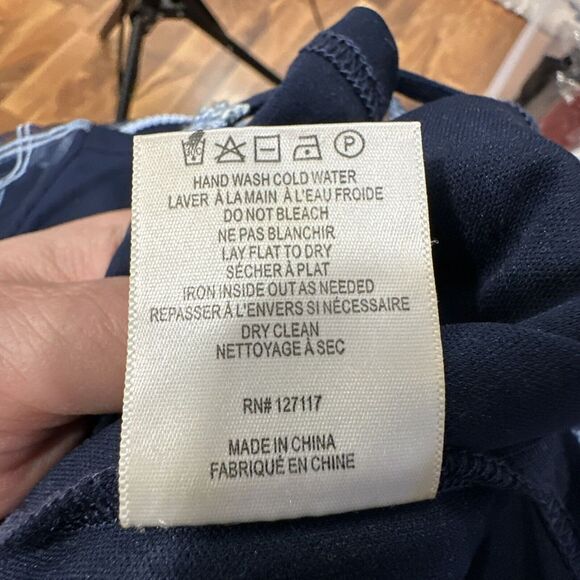 BELLE BADGLEY MISCHKA Women's Navy Blue &‎ Light Blue Sheath Appliqué Dress SZ 8 - Picture 8 of 8